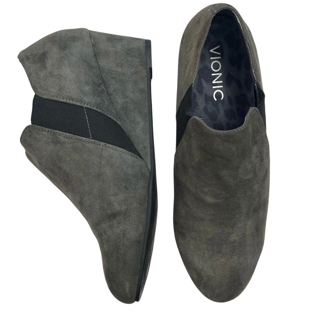 Vionic Suede Booties Stanton Closed Toe Elastic G… - image 1